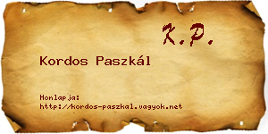 Kordos Paszkál névjegykártya